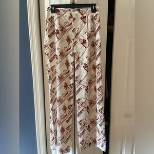 Sollinary Abstract Print Pants in Brown and White